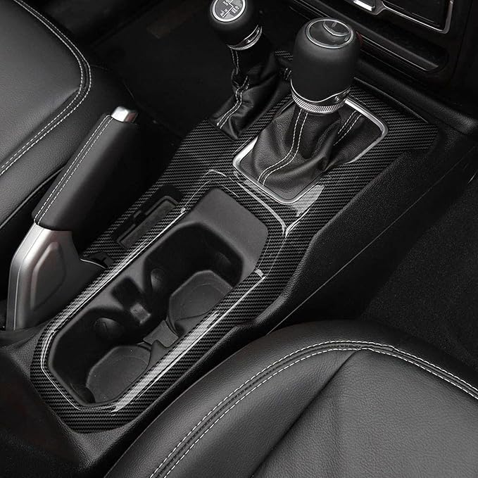 Carbon Fiber Gear Shift Panel Cover Cup Holder Panel Cover Compatible with Jeep Wrangler JL JLU 2018-2026 & Gladiator JT 2020-2026