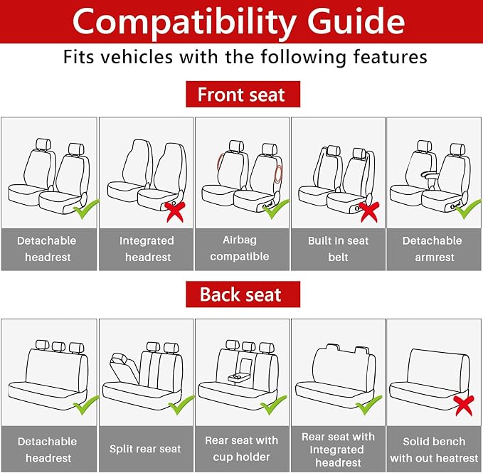 otoez Leather Car Seat Covers Full Set, Breathable Waterproof Nappa Leather Front Rear Car Seat Protectors with Lumbar Support, Universal Automotive Seat Covers for Most Cars SUV Truck Sedan (Black)