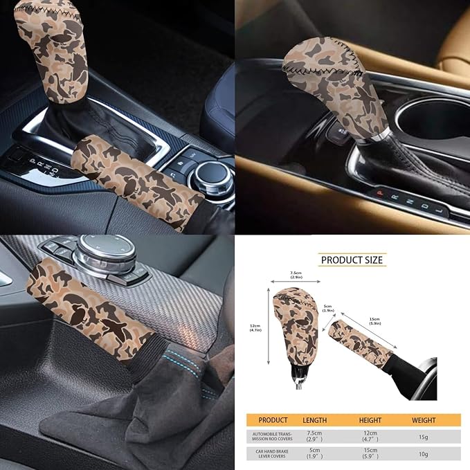 KEIAHUAN Camo Hunting Car Seat Cover Set of 11 Pieces and Handbrake and Gear Shift Knob Cover,Steering Wheel Cover,Cup Coasters Auto Interior Accessories for SUV,Sedan,Truck,Van