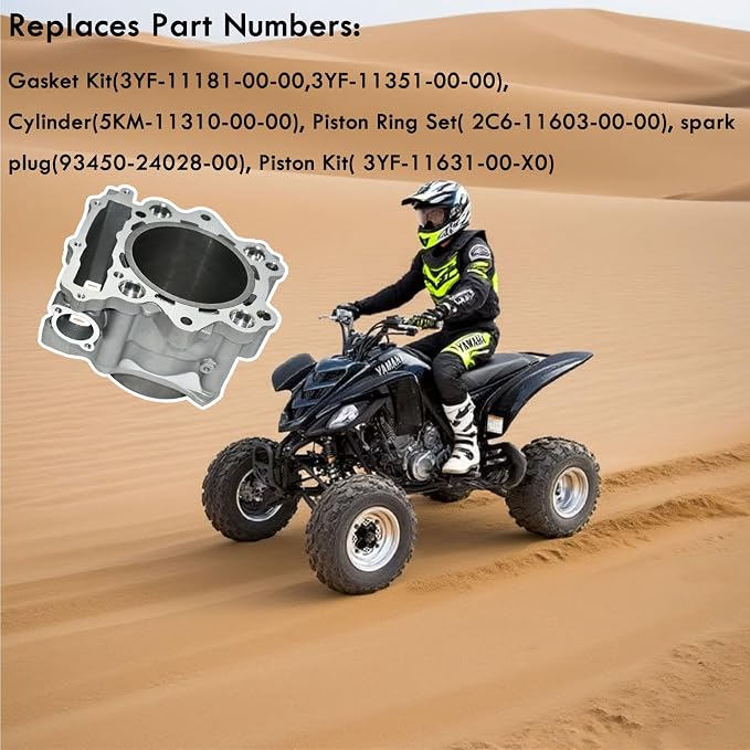 Tupo YFM660-102 Cylinder Kit | 686cc Big Bore Top End Rebuild Kit Compatible with Yamaha Rhino 660 Grizzly 660 YXR 660 YFM 660 2001-2008