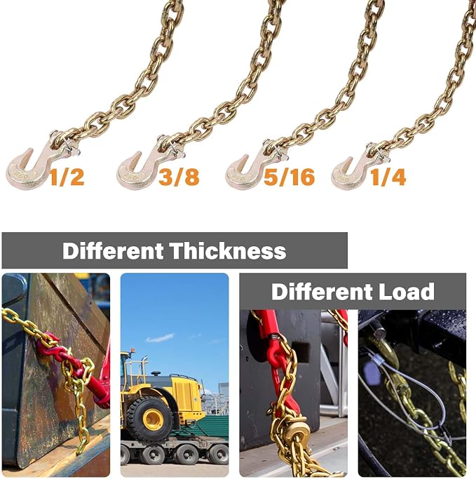 3/8" G80(4-Pack Chain Hooks+10 Ft Binder Chain)