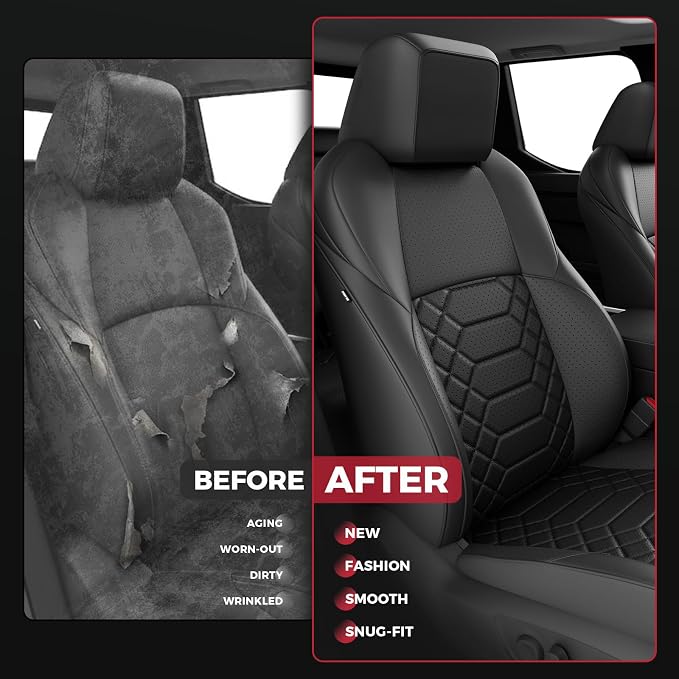 FREESOO Tacoma Car Seat Covers Fit for Toyota Tacoma 4th Gen 2024 2025 2026 Double Cab SR, SR5, Limited, TRD Sport/Off-Road,Trailhunter Full Covered (5 Seats/Black)