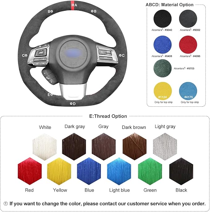 MEWANT Steering Wheel Cover for Subaru WRX 2015-2021 / WRX STI 2015-2021, Alcantara, Dark Gray