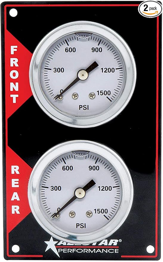 Allstar Performance ALL80170 Two 1000 PSI Liquid-Filled Vertical Mount Brake Bias 2-Gauge Panel Kit