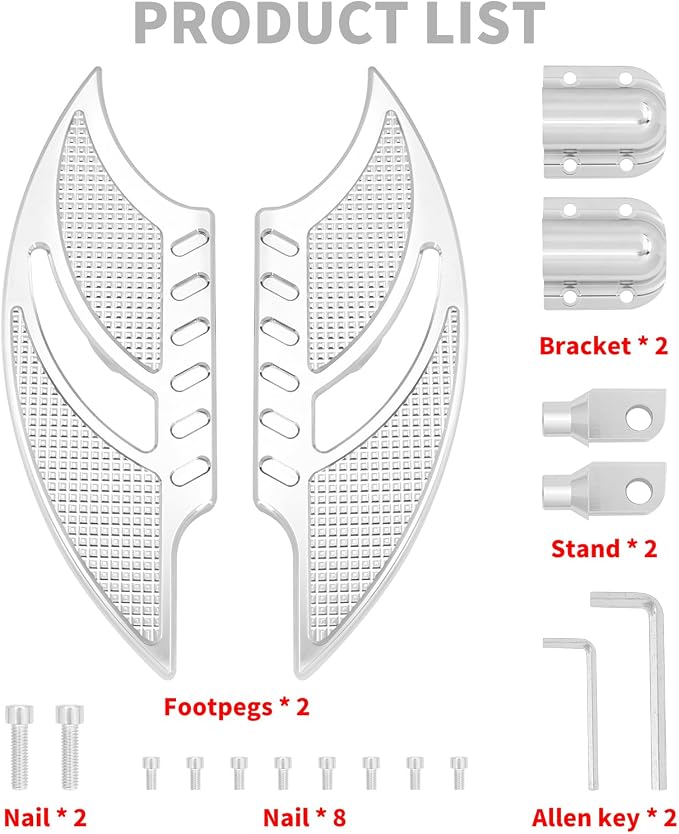 Motorcycle Driver Floorboard Front Rider Footboards Passenger Foot Pegs Brake Arm Pedal Lever Heel Toe Shift Levers Fit For Harley Touring Road King Street Glide Sportster Dyna (Chrome)