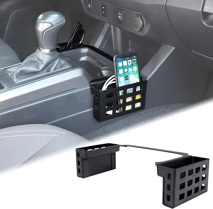 Aunginsy Center Console Gear Shift Storage Basket Compatible with Toyota Tacoma 3rd Gen 2016-2023 Aluminum Gear Shift Side Organizer Tray Armrest Storage Box Accessories, Not Fit Manual Transmission