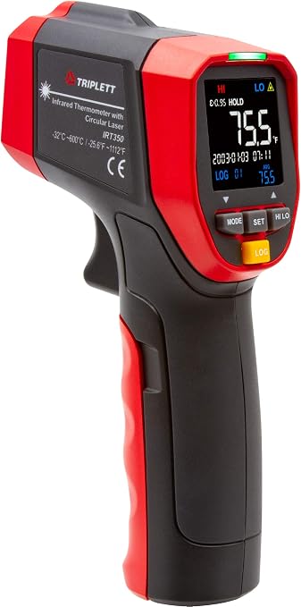Triplett IRT350 Non-Contact 12:1 Infrared Thermometer with Circular Laser Indicator, -4 to 1112°F (-20 to 600°C)