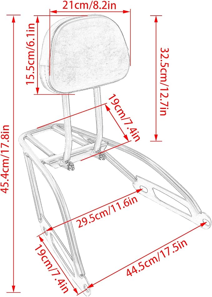 Detachable Passenger Backrest Sissy Bar Black compatible with Harley Street 750 500 XG750 XG500 2014-2019