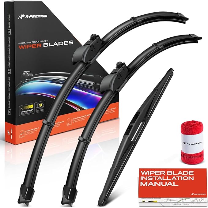 A-Premium 26"+20"+14" Windshield Wiper Blades Compatible with Subaru Ascent 2019 2020 2021 2022 2023 2024 - Front Rear Wipers Blade Set, Gen2V5/RL3 Arm, with Wear Indicator & Towel (Pack of 3)