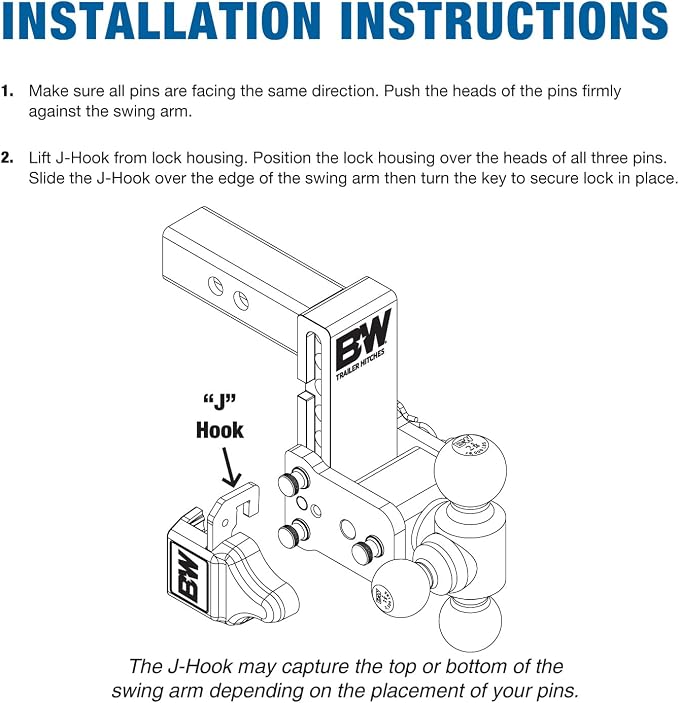 B&W Trailer Hitches Tow & Stow Pin Lock - All-in-One Lock for Adjustment Pins - TS51241