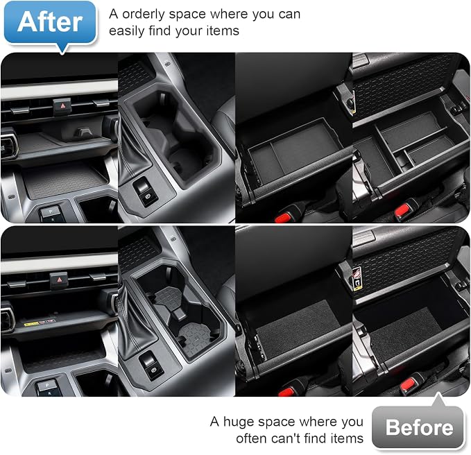 (5Pack) Coleya 2026 RAV4 Center Console Organizer, for Toyota R AV4 (Wireless Charging Mat+Console Mat+Cup Holder+Armrest Tray+Armrest Organizer), Durable Console Tray Insert 2026 R AV4 Accessories