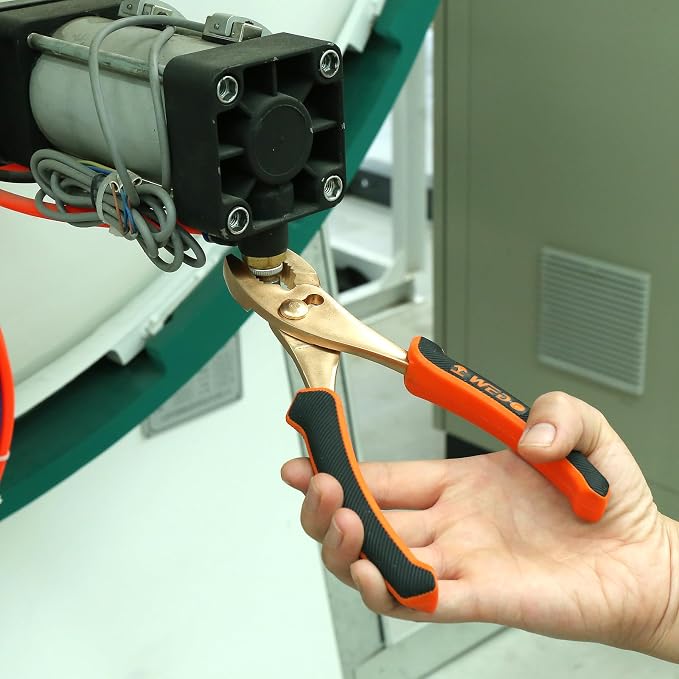 WEDO Non-Sparking Slip Joint Pliers 8", Spark-free Safety Wire Cutter Pliers, DIN Standard, BAM & FM Certificate, Opening Max 13mm, Aluminum Bronze