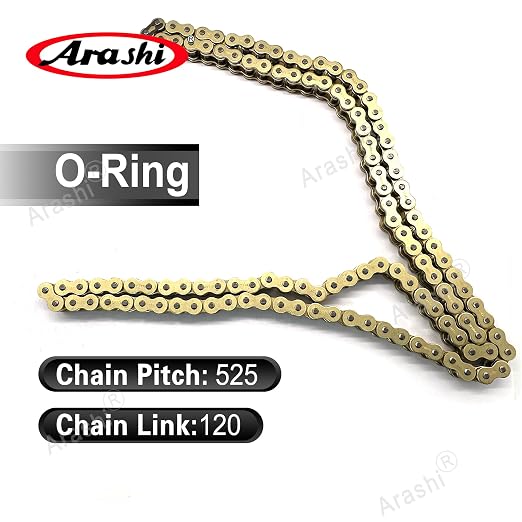 Arashi 525 O-Ring Drive Chain 120 Links with Connecting Master Link for Honda CBR600RR 2003-2022, CBR600F3 1997-1998, CBR600F4 1999-2000, CBR600F4i 2001-2006, Motorcycle Parts Gold
