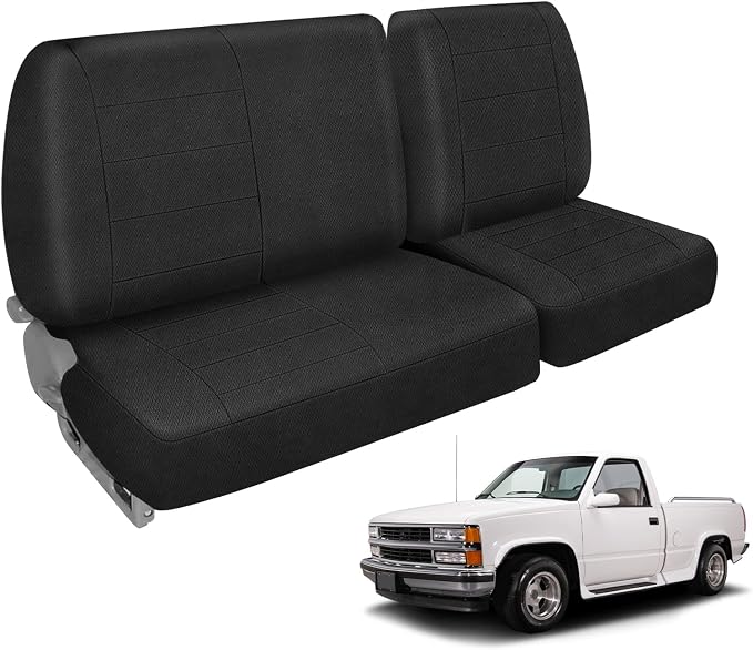 Seat Covers Compatible with 1988-1994 Chevy C/K 1500 40/60 Front Bench Without Headrests, Heavy Duty Knitted Fabric