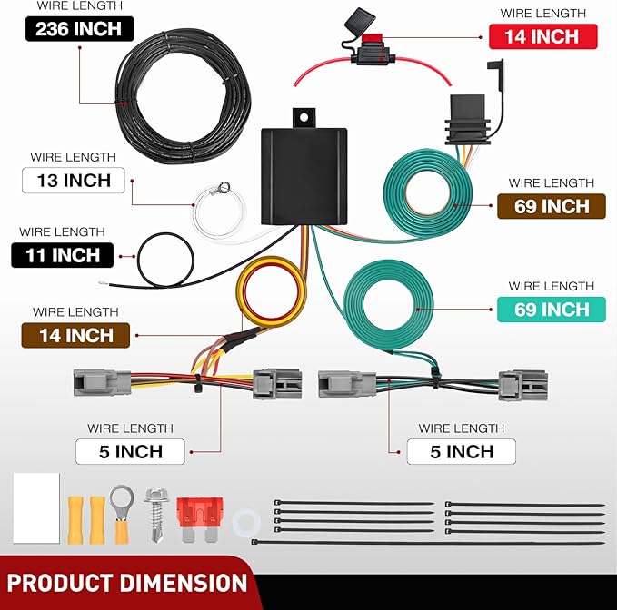 Nilight 4 Pin Trailer Wiring Harness Kit 56093 Vehicle Standard 4 Way Connector Custom with 2020 2021 2022 2023 2024 Ford Explorer 2011 2012 2013 2014 15 16 17 18 2019 Taurus 13-16 Lincoln MKS