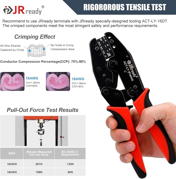 JRready ACT-16DT Crimp Die for Open Barrel Crimping Tool ACT-LY Frame, Deutsch DTM Connector Pin Crimp Die for Size 16 Stamped Contacts(14-18AWG)