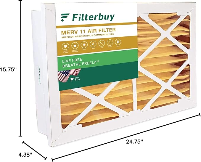 Filterbuy 16x25x5 Air Filter MERV 11 Superior Pet & Allergy Defense (1-Pack), Electrostatic Pleated HVAC AC Furnace Filters for Honeywell Return Grille (Actual Size: 14.38 x 23.38 x 3.69)