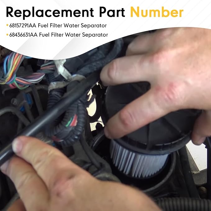6.7L Cummins Fuel Water Separator Filter Fuel Filter Kit - Replaces 68436631AA,68157291AA - Compatible with Dodge Ram 2500/3500/4500/5500 (2019-2024)