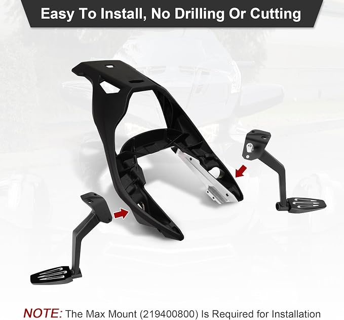 Aluminum Passenger Floorboards for Can-Am Ryker 600/900 / Rally/Sport Models 2019-2025 | Motorcycle Foot Pegs (MAX Mount #219400800 Required)