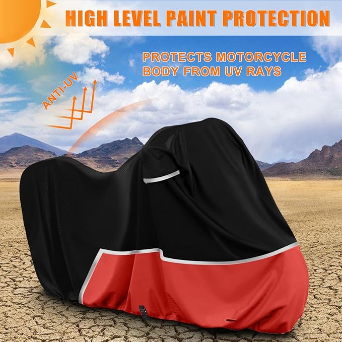 Waterproof Motorcycle Cover Compatible with Royal Enfield Himalayan/Super Meteor 650, 420D Oxford Cloth Cover for Snow Rain Dust Protection