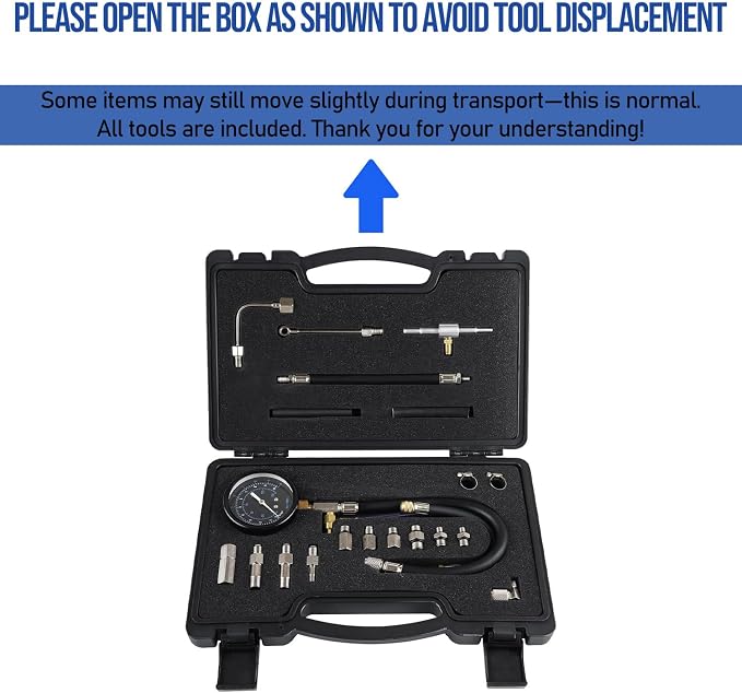 Lichamp Automotive Fuel Pressure Test Kit, Fuel Pump & Rail Diagnostic Gauge with Adapters, Hose, for Car/Truck/Motorcycle