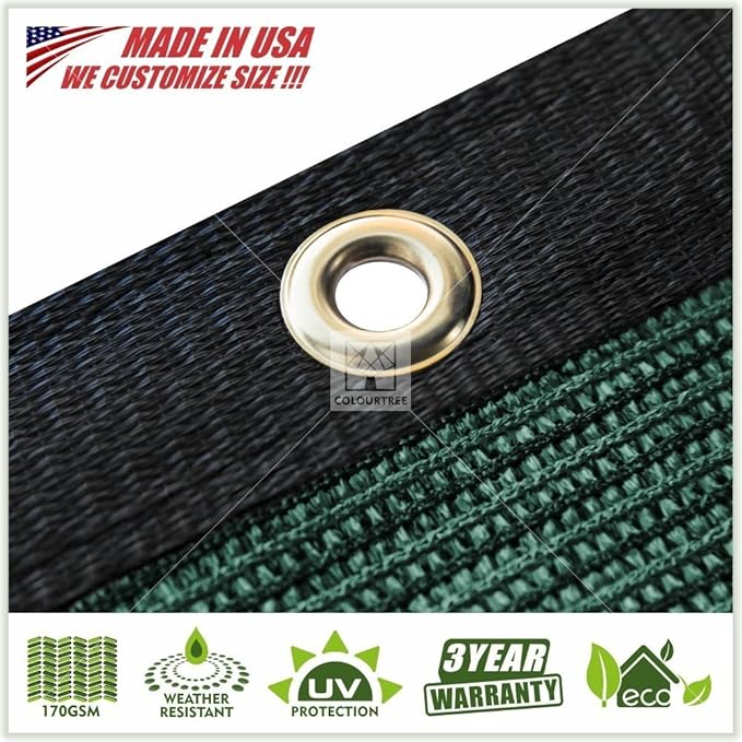ColourTree Customized Size 6' x 6' Green Fence Screen Privacy Screen - Commercial Grade 170 GSM - Heavy Duty - 3 Years Warranty - Cable Zip Ties Included