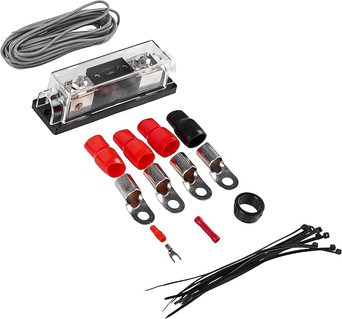 Belva True 1/0 Gauge AWG Premium CCA Complete Amplifier Wiring Kit with OFC 2-Channel RCA Cable - BAK02 RED