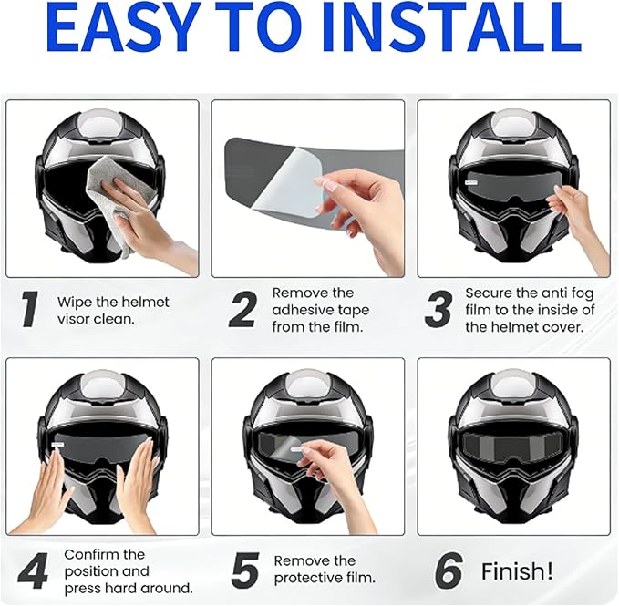 Motorcycle Anti Fog Film, Universal Fit Helmet Visors Insert Waterproof Fog Resistant Clear Vision
