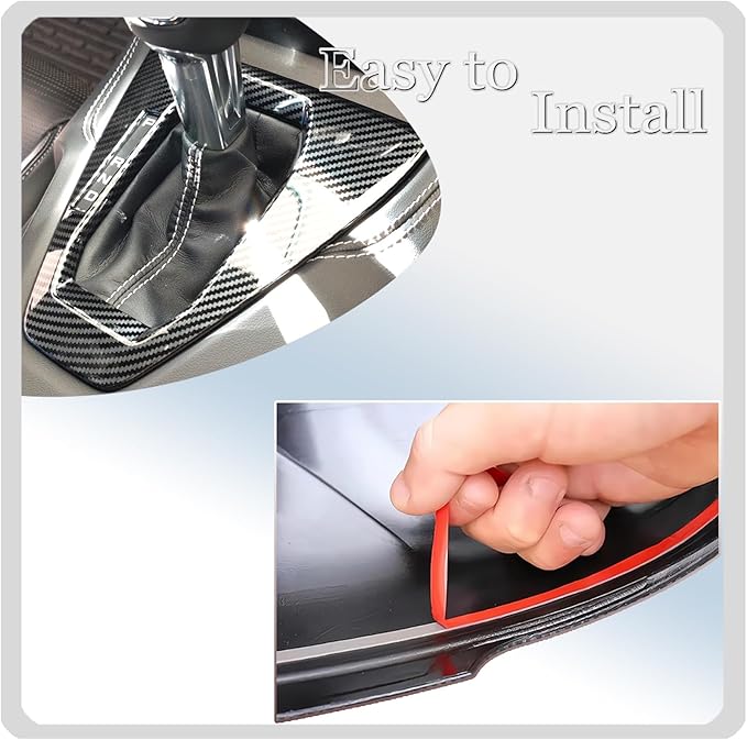 MUXEE Console Gear Shifter Panel Cover,for Ford Mustang 2024 2025 2026 - ABS Carbon Fiber Sport Style Automatic Gear Shift Head Panel Cover Accessories(for Automatic Gear Model)
