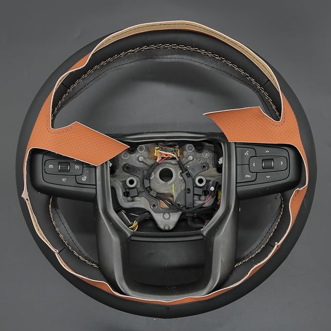 MEWANT DIY Stitching Car Steering Wheel Wrap Cover for GMC Sierra 1500 2019-2023 / Sierra 1500 Limited 2022 / Sierra 2500 2020-2024 / Sierra 3500 2020-2024 / Yukon (XL) 2021-2023 Accessories(3D Style)