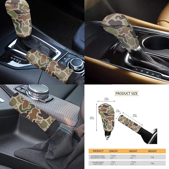 KEIAHUAN Duck Camo Hunting Car Seat Cover Full Set 11 Pieces Green Front & Back with Handbrake Cover Gear Shift Cover,Steering Wheel Cover,Stretchy Headrest Cover,Auto Cup Coasters Universal Fit