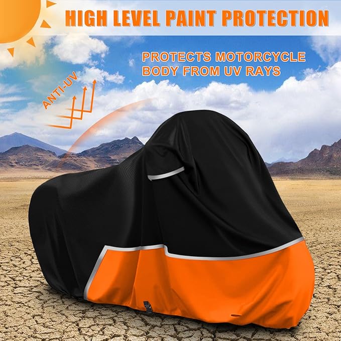 Waterproof Motorcycle Cover Compatible with KTM Adventure 250/390/790/890/1290 Model, 420D Oxford Cloth Motorcycle Cover for Snow Rain Dust Protection