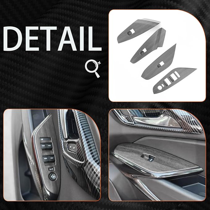 Car Interior Window Switch Panel Cover Side Door Glass Lock Control Button Cover Compatible with Chevy Trax 2024-2025 Accessories (Wood Grain Style)