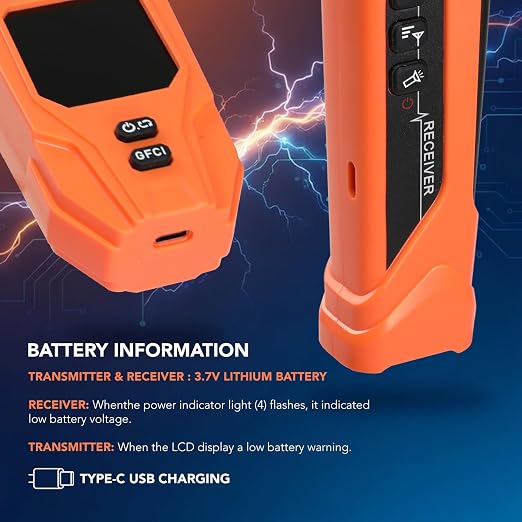 Circuit Breaker Finder Detector with LCD Display, AI Smart Mode, GFCI Outlet Tester, Electrical Circuit Tracer Tool with NCV Test – Includes Carrying Case and Adapters, Rechargeable Function