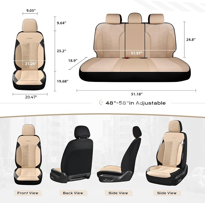 Coverado Seat Cover, Car Seat Cover Front Seats, 3D Air Mesh Breathable Seat Protectors Sports Carbon Fiber Design Airbag Compatible Comfort Universal for Most Cars, Van,Trucks, SUV, Beige