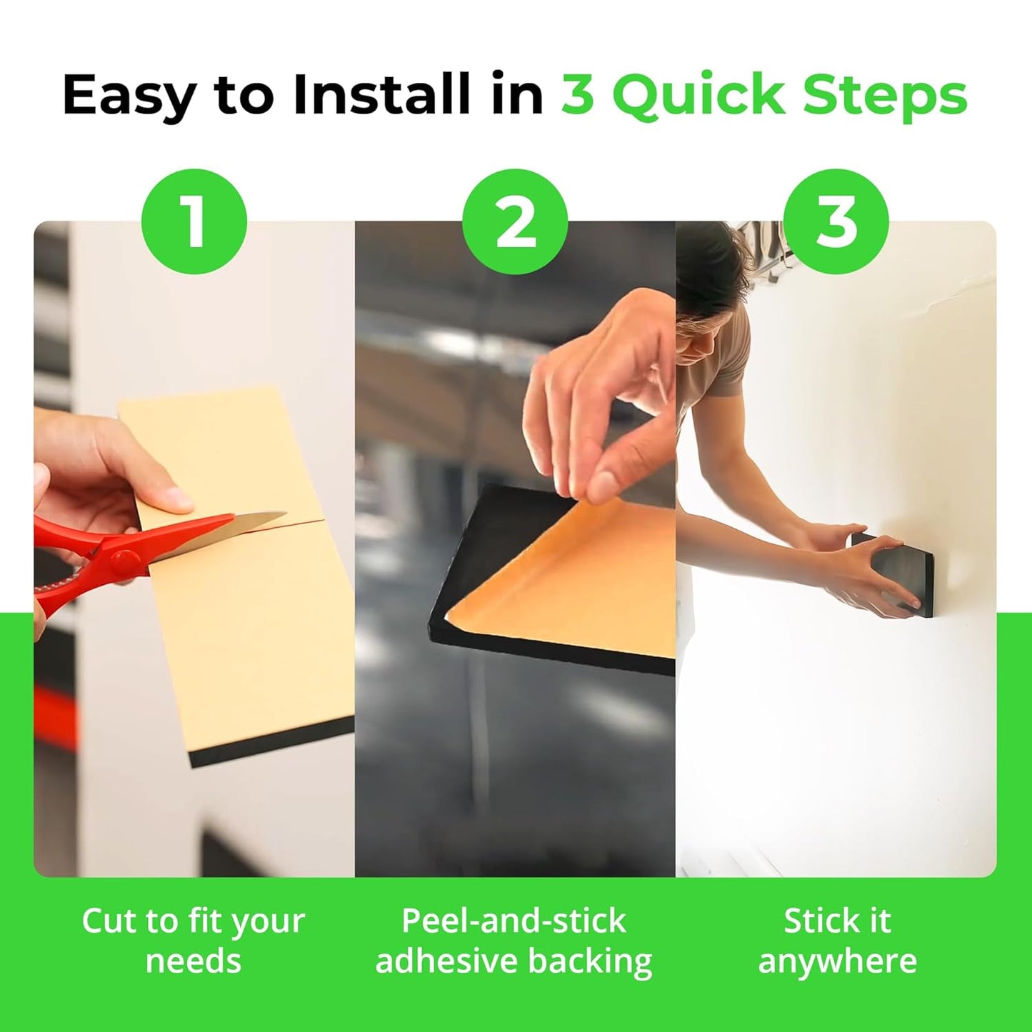 XCEL Foam Rubber Protector Panels – 4 Pack of Versatile Marine Foam Pads – Ideal for Wall Protection, Garage Parking Aids, Car Door & Bumper Padding, Anti Vibration, Insulation DIY Projects - Black