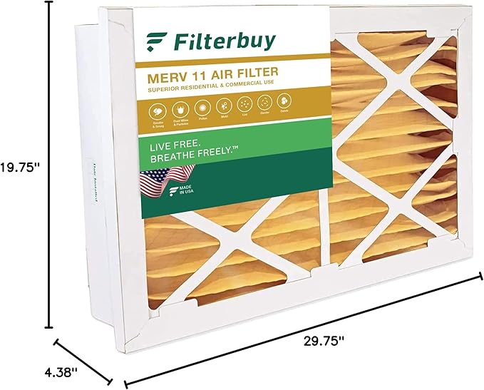 Filterbuy 20x30x5 Air Filter MERV 11 Superior Pet & Allergy Defense (1-Pack), Electrostatic Pleated HVAC AC Furnace Filters Replacement for Honeywell Return Grille (Actual Size: 18.38 x 28.63 x 3.69)
