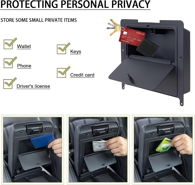 JDMCAR Center Console Organizer and One-Touch Hidden Storage Box Compatible with 2024 2025 Toyota Tacoma and 2025 4Runner Accessories