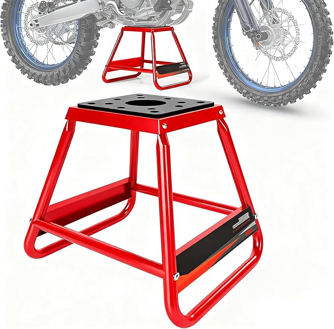 Dirt Bike Stand Motorcycle Lift Panel Stand Maintenance Detachable Anti Slip Heavy Duty Universal Stand for Most Motorcycles Motocross Dirt Bike Dual Sport Enduro Red