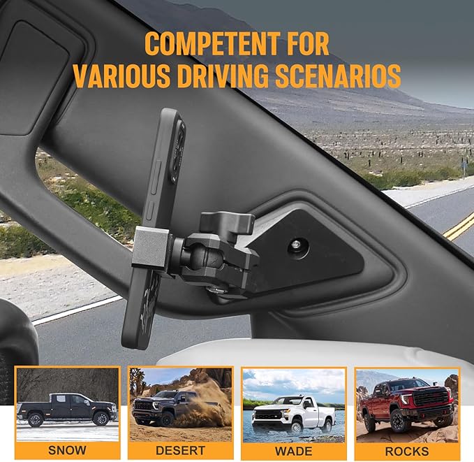 FUNY Dashboard Left Side Phone Holder Mount Compatible with 2023 2024 2025 Chevrolet Silverado & Gmc Sierra 1500, Anti-Shake Stabilizer Custom Adjustable Cell Phone Holder, Aluminum Alloy