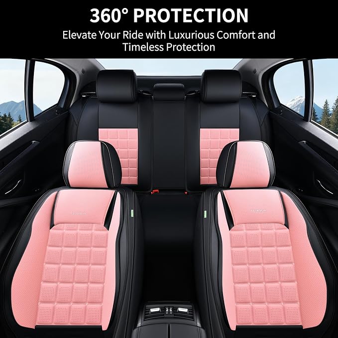 FLORICH Leather Seat Cover, Car Seat Covers Full Set, Waterproof Car Seat Protectors 5 Seats, Front and Rear Seat Covers for Cars, Breathable Automotive Seat Covers Protector Fit for Most Cars Trucks