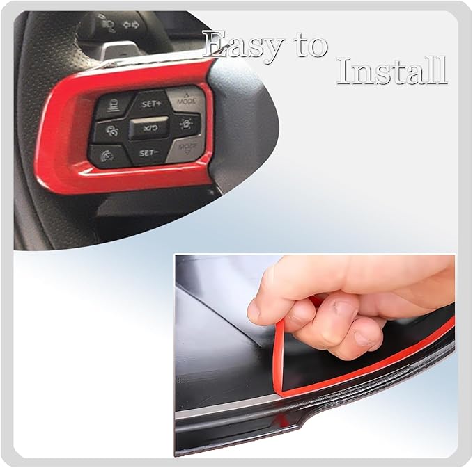 MUXEE Steering Wheel Button Frame,for Ford Mustang 2024 2025 2026 - ABS Wine red Sport Steering Wheel Frame Cover Steering Wheel Button Wrap Accessories