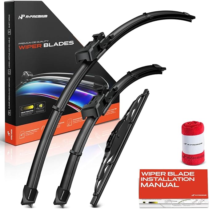 A-Premium 26"+14"+10" Windshield Wiper Blades Compatible with Chevrolet Trax 2015-2022 - Front Rear Wipers Blade Set for TLP/Hook Arm Connector, with Wear Indicator & Towel, Pack of 3