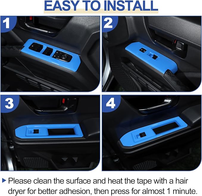 Daeiclru Window Lift Switch Panel Cover Compatible with Toyota Tacoma 2024 2025, Pickup Truck Door Power Window Glass Lift Switch Button Protection Cover Interior Accessories (Blue)