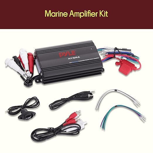 Pyle 200W RMS 4-Channel Marine Amplifier - Bluetooth Wireless Audio Streaming - Waterproof - Full Range Stereo w/ RCA - High Crossover HD Music - Multi-Channel System - Compact & Powerful - PLMRMB4CB