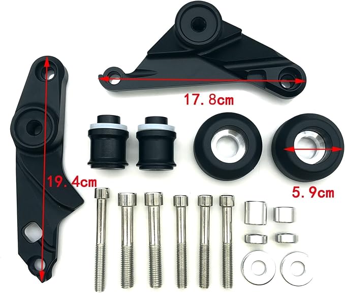 MZS Motorcycle Frame Sliders Compatible with S1000R 2021-2025 / M1000R 2023-2025, Aluminum Falling Crash Protector Engine Crash Pad Accessories No Cut Kits Black