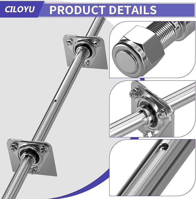 Heavy Duty DIY Steel 44" Go Kart Live Axle Kit 1" Diameter 3/4" Step Down 3/4-16" Fine Thread Ends 1/4" Keyway Replacement for Go Kart Cart ATV Quads Dune Buggies with Rear Axle Bearing Kit