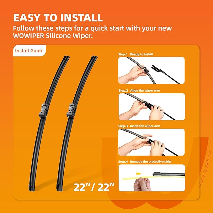 Silicone Wiper Blades 22" + 22" Automotive Replacement Windshield Wiper Blades for 2019-2014 Chevrolet Silverado 1500 2500 3500 HD/GMC Sierra 2019-2014 Wipers for Front Windshield(Set of 2)