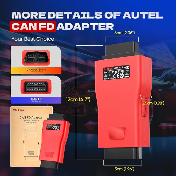Autel CAN FD CANFD Adapter for GM MY2020 Vehicles, 2026 Compatible with Autel Scanner Diagnostic Scan Tool MaxiCOM MK808S MX808S DS808 Maxisys Elite 908 Series Models W/CAN FD Protocol (100% Original)