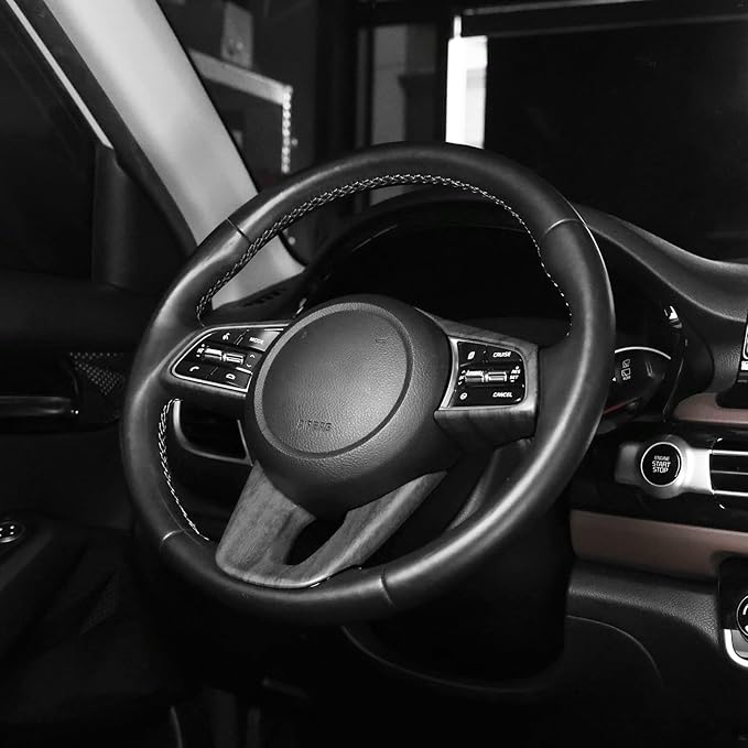 YOUTOOCAR Steering Wheel Cover Trim Compatible with Kia Seltos 2021-2023 Accessories (Wood Grain)